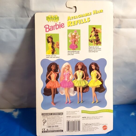 Black Vintage 1994 Cut and Style Barbie Attachable Hair Refills Set New/NOS - Picture 2 of 3
